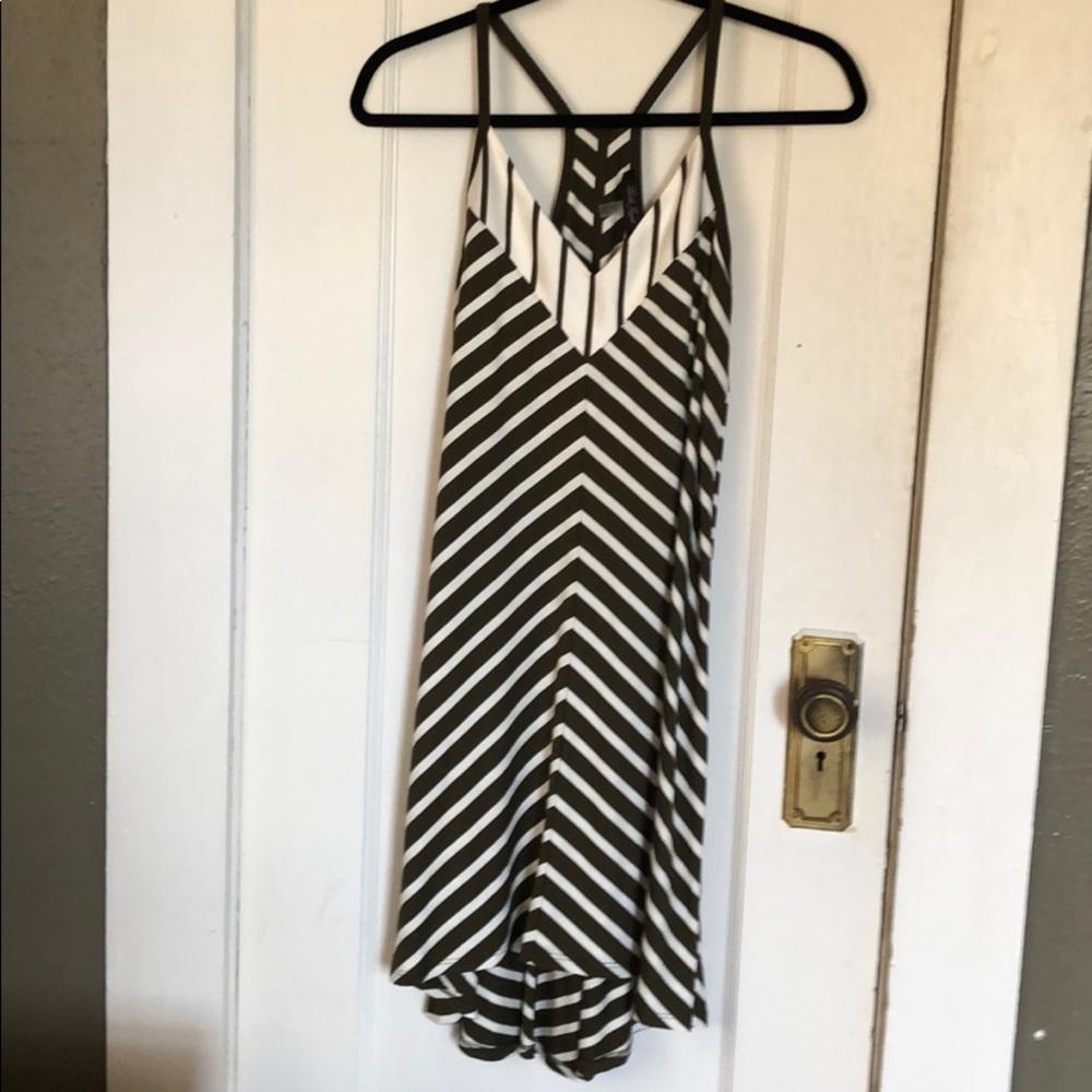 Olive striped swing dress